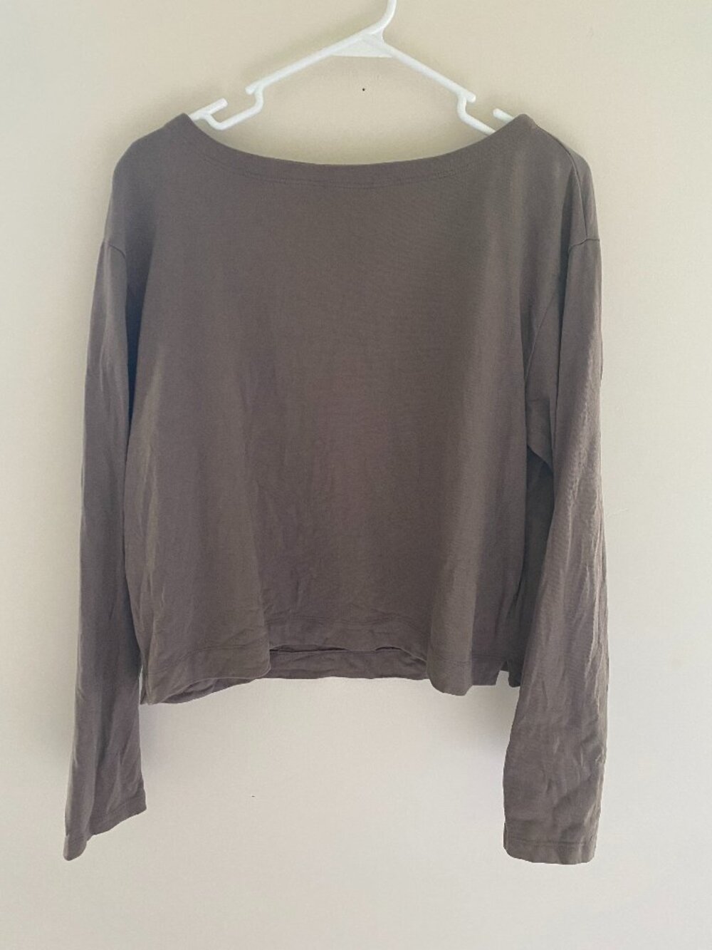 GAP Organic Cotton Brown Boat Neck Long Sleeve Tee Women's Small